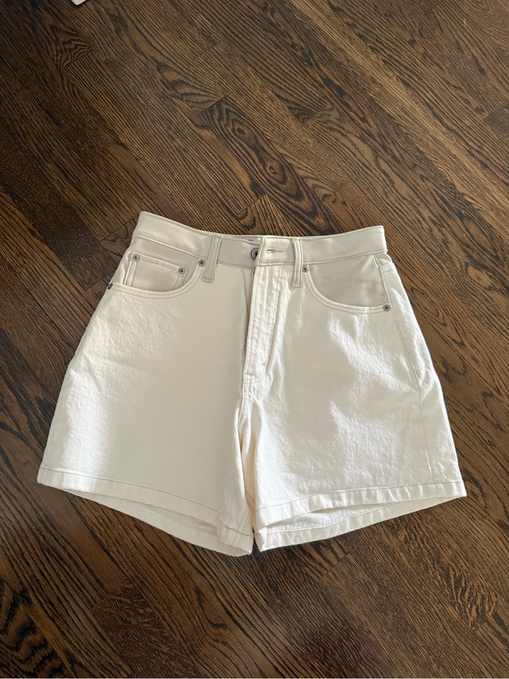 Women's High-Rise cream Denim Shorts